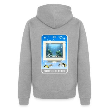 Frutiger Aero Aesthetic Tech Ordinateur Aquarium - Veste à capuche bio Premium Unisexe - gris chiné - Dos - Nico (187cm)