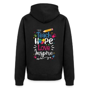 Autismus - Unisex Premium Bio Zip Hoodie - Schwarz - Hinten - Nico (187cm)