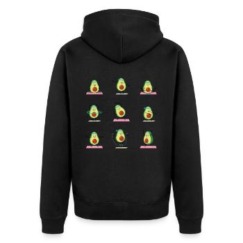 Avocado Guacamole Vegan Geschenk - Unisex Premium Bio Zip Hoodie - Schwarz - Hinten - Nico (187cm)