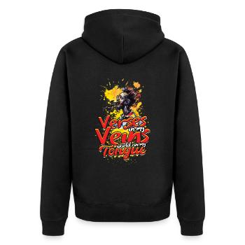 Poetry Slam Dichter Poetryslam - Unisex Premium Bio Zip Hoodie - Schwarz - Hinten - Nico (187cm)
