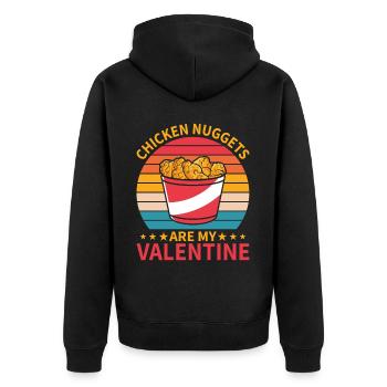 Chicken Nuggets Are My Valentine Design - Unisex Premium Organic Zip Hoodie - black - Back - Nico (187cm)