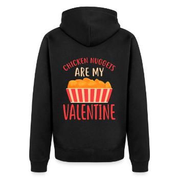 Chicken Nuggets Are My Valentine Retro Stripes - Unisex Premium Organic Zip Hoodie - black - Back - Nico (187cm)
