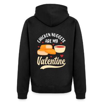 Chicken Nuggets Are My Valentine Retro Stripes - Unisex Premium Organic Zip Hoodie - black - Back - Nico (187cm)