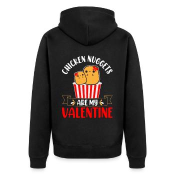 Chicken Nuggets Are My Valentine Retro Stripes - Unisex Premium Organic Zip Hoodie - black - Back - Nico (187cm)