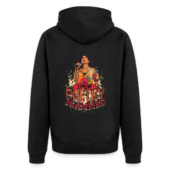 Poetry Slam Dichter J’aime ma poésie claquée - Veste à capuche bio Premium Unisexe - noir - Dos - Nico (187cm)