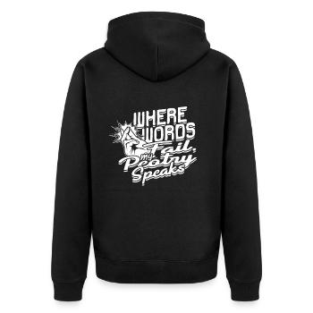 Slam de poésie Là où les mots manquent, ma poésie parle - Veste à capuche bio Premium Unisexe - noir - Dos - Nico (187cm)