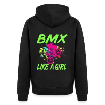 BMX Rider Fille Vélo Vélo Cascade Racing Enfants - Veste à capuche bio Premium Unisexe - noir - Dos - Nico (187cm)