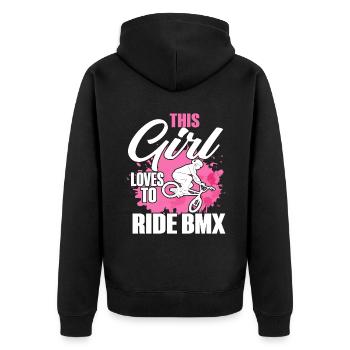 BMX Rider Fille Vélo Vélo Stunt Racing Enfants - Veste à capuche bio Premium Unisexe - noir - Dos - Nico (187cm)