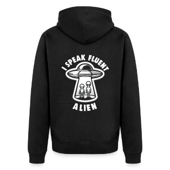 SciFi umd Außerirdische Aliens und Ufo Fan - Unisex Premium Bio Zip Hoodie - Schwarz - Hinten - Nico (187cm)