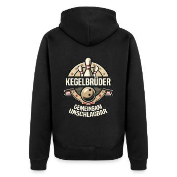 Kegelbrüder Kegel Kegelverein Design zum Kegeln - Unisex Premium Bio Zip Hoodie - Schwarz - Hinten - Nico (187cm)