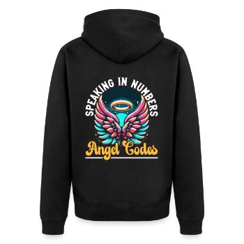 Engelszahl Spirituelle Begleitung Numerologie - Unisex Premium Bio Zip Hoodie - Schwarz - Hinten - Nico (187cm)