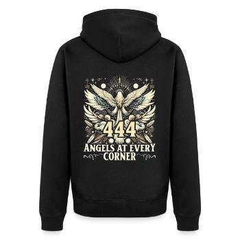 Engelszahl Spirituelle Führung Numerologie - Unisex Premium Bio Zip Hoodie - Schwarz - Hinten - Nico (187cm)