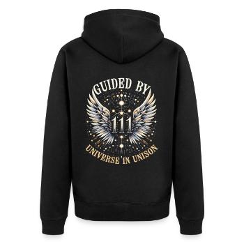 Engelszahl Spirituelle Begleitung Numerologie - Unisex Premium Bio Zip Hoodie - Schwarz - Hinten - Nico (187cm)