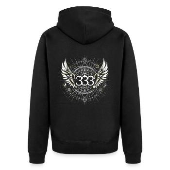 Engelszahl Spirituelle Begleitung Numerologie - Unisex Premium Bio Zip Hoodie - Schwarz - Hinten - Nico (187cm)