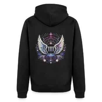 Engelszahl Spirituelle Begleitung Numerologie - Unisex Premium Bio Zip Hoodie - Schwarz - Hinten - Nico (187cm)