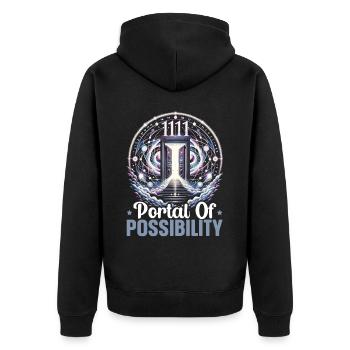 Engelszahl Spirituelle Begleitung Numerologie - Unisex Premium Bio Zip Hoodie - Schwarz - Hinten - Nico (187cm)