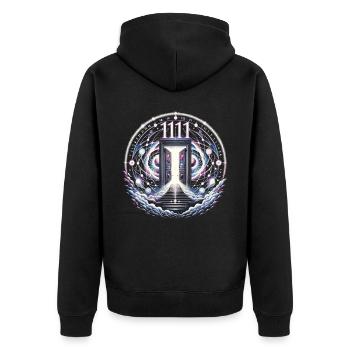 Engelszahl Spirituelle Begleitung Numerologie - Unisex Premium Bio Zip Hoodie - Schwarz - Hinten - Nico (187cm)