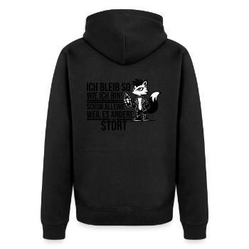 ich bleibe so wie ich bin schon alleine weil es - Unisex Premium Bio Zip Hoodie - Schwarz - Hinten - Nico (187cm)