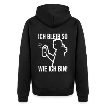 ich bleibe so wie ich bin Street Art Graffiti - Unisex Premium Bio Zip Hoodie - Schwarz - Hinten - Nico (187cm)