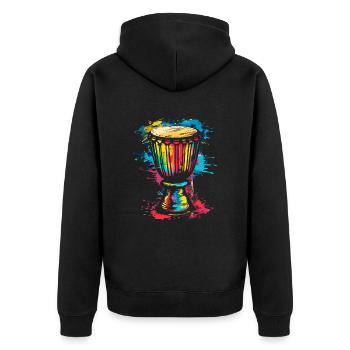 Djembe African Drums - Unisex Premium Organic Zip Hoodie - black - Back - Nico (187cm)