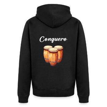 conga instrument drums - Unisex Premium Bio Zip Hoodie - Schwarz - Hinten - Nico (187cm)
