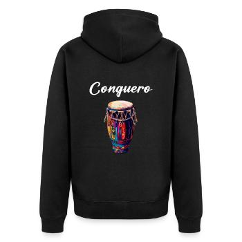 conga instrument drums - Unisex Premium Bio Zip Hoodie - Schwarz - Hinten - Nico (187cm)