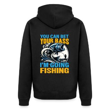 You can bet your Bass I'm going Fishing - Unisex Premium Organic Zip Hoodie - black - Back - Nico (187cm)