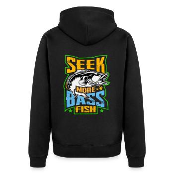 Suchen Sie mehr Barschfische - Unisex Premium Bio Zip Hoodie - Schwarz - Hinten - Nico (187cm)