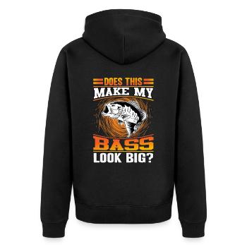 Does this make my Bass look Big? - Unisex Premium Organic Zip Hoodie - black - Back - Nico (187cm)