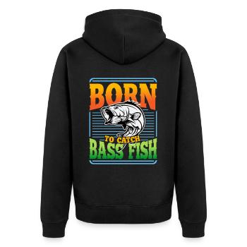 Geboren, um Barschfische zu fangen - Unisex Premium Bio Zip Hoodie - Schwarz - Hinten - Nico (187cm)