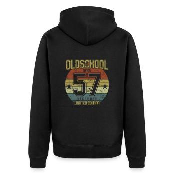 Décembre 1957 - Anniversaire en décembre Oldschool - Veste à capuche bio Premium Unisexe - noir - Dos - Nico (187cm)
