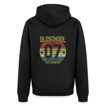 Décembre 2007 - Anniversaire en décembre Oldschool - Veste à capuche bio Premium Unisexe - noir - Dos - Nico (187cm)