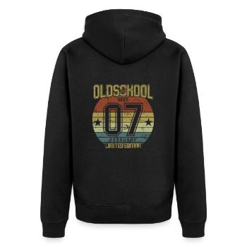 February 2007 - Birthday in February Oldschool - Unisex Premium Organic Zip Hoodie - black - Back - Nico (187cm)
