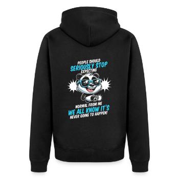 Großer Panda Pandabär - Unisex Premium Bio Zip Hoodie - Schwarz - Hinten - Nico (187cm)