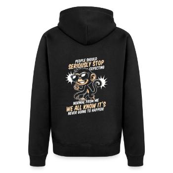 Affe - Unisex Premium Bio Zip Hoodie - Schwarz - Hinten - Nico (187cm)