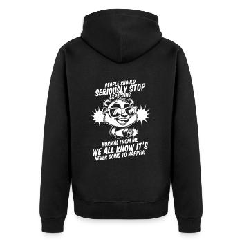 Großer Panda Pandabär - Unisex Premium Bio Zip Hoodie - Schwarz - Hinten - Nico (187cm)