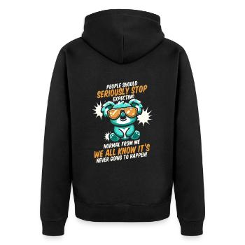 Koala - Unisex Premium Organic Zip Hoodie - black - Back - Nico (187cm)