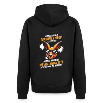 Kangaroo - Unisex Premium Organic Zip Hoodie - black - Back - Nico (187cm)