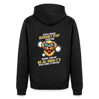 Golden Retriever - Unisex Premium Organic Zip Hoodie - black - Back - Nico (187cm)