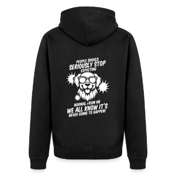 Golden Retriever - Unisex Premium Organic Zip Hoodie - black - Back - Nico (187cm)