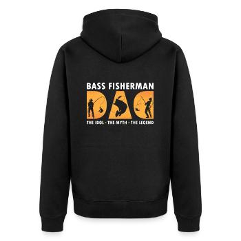 Bass Fisherman Papa L’idole L’achigan à grande bouche - Veste à capuche bio Premium Unisexe - noir - Dos - Nico (187cm)