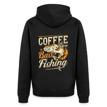Bass Fisherman Coffee Amateur de café d’achigan à grande bouche - Veste à capuche bio Premium Unisexe - noir - Dos - Nico (187cm)