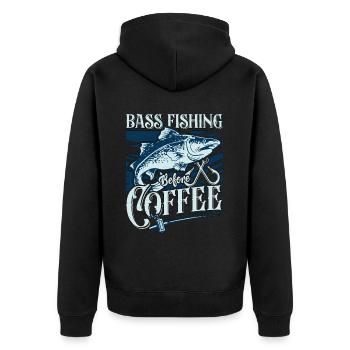 Bass Fishing Before Loves Fly Fishing Coffee Lover - Veste à capuche bio Premium Unisexe - noir - Dos - Nico (187cm)