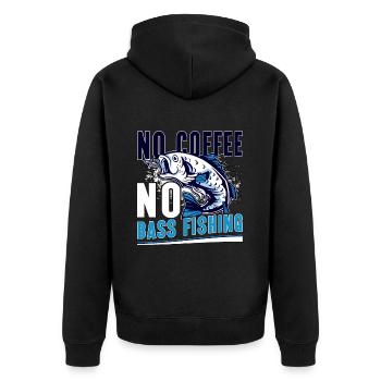 Bass Fisherman Pas De Café Pêche À La Mouche Amateur De Café - Veste à capuche bio Premium Unisexe - noir - Dos - Nico (187cm)
