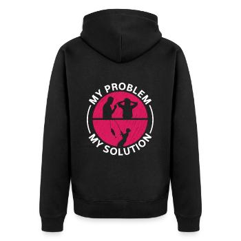 Pêcheur d’achigan Mon problème Mon pictogramme Maman Papa - Veste à capuche bio Premium Unisexe - noir - Dos - Nico (187cm)