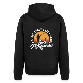 Bass Fisherman A Short Story I Am A Fishing Lover - Unisex Premium Bio Zip Hoodie - Schwarz - Hinten - Nico (187cm)
