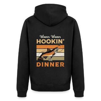 Gagnant de la pêche à la truite Gagnant Hookin' Fishing Lover - Veste à capuche bio Premium Unisexe - noir - Dos - Nico (187cm)