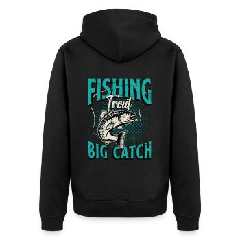 Pêche à la truite Truite Gros Catch Amateur de pêche sportive - Veste à capuche bio Premium Unisexe - noir - Dos - Nico (187cm)