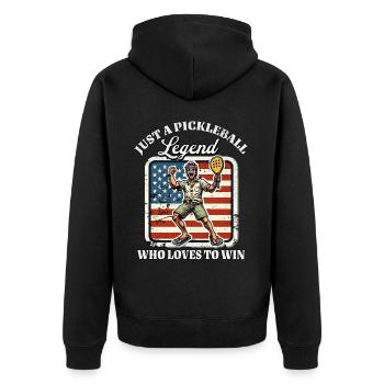 Joueur de pickleball américain - Veste à capuche bio Premium Unisexe - noir - Dos - Nico (187cm)