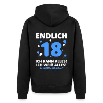 Enfin 18 je peux tout faire, je sais tout - Veste à capuche bio Premium Unisexe - noir - Dos - Nico (187cm)